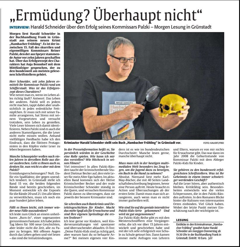 Rheinpfalz Interview Mai 2018